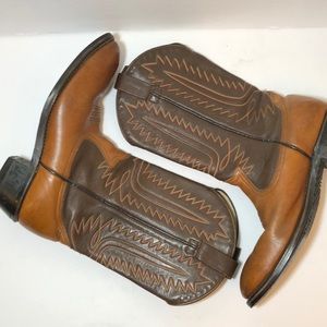 Brown Two Tone Leather Round Toe Cowboy Boots